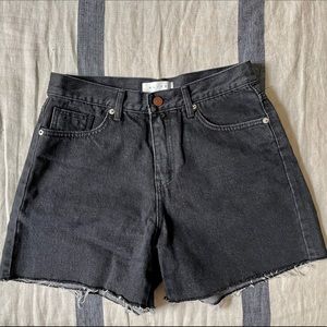 Black denim shorts